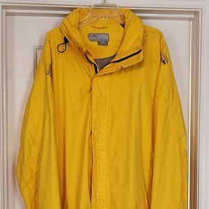 BRIGHT YELLOW GILL SLICKER WATER PROOF COAT WITH HIDE AWAY HOOD
